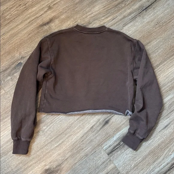 Aritzia/TNA Cropped Brown Crewneck Sweatshirt - Picture 5 of 6